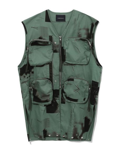 Cargo pocket vest coat by ALMOSTBLACK