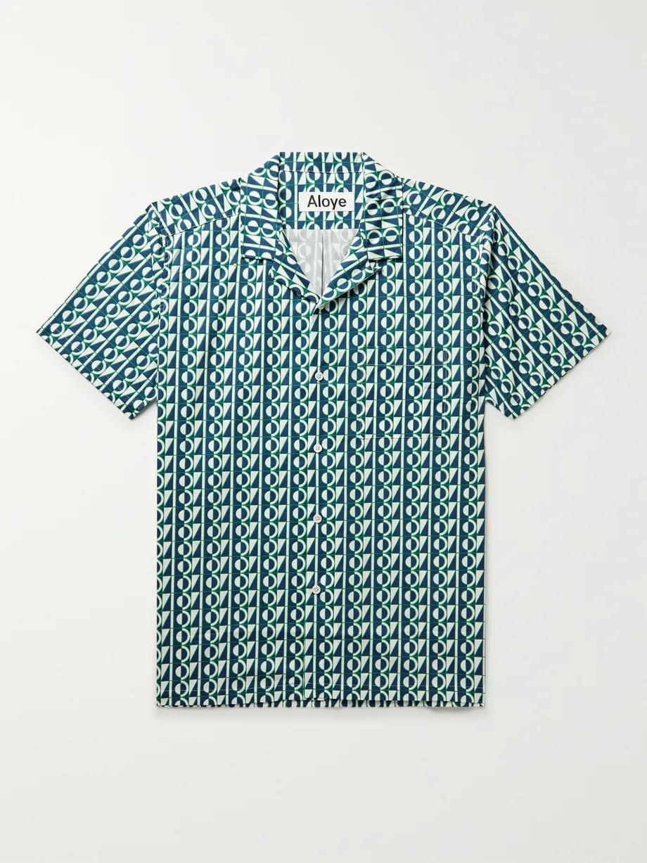Camp-Collar Printed Cotton-Poplin Shirt by ALOYE