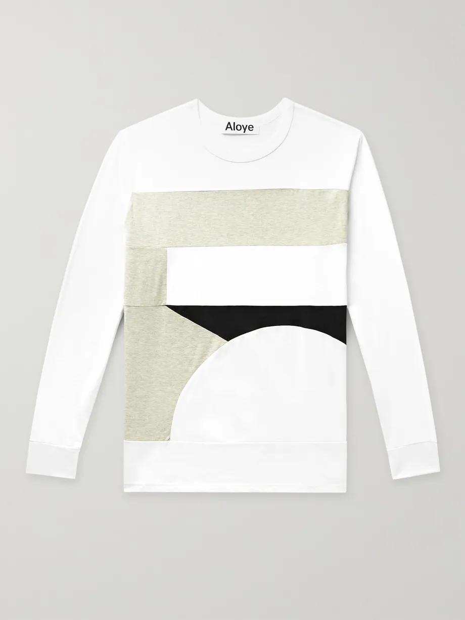 Colour-Block Melangé Cotton-Jersey T-Shirt by ALOYE