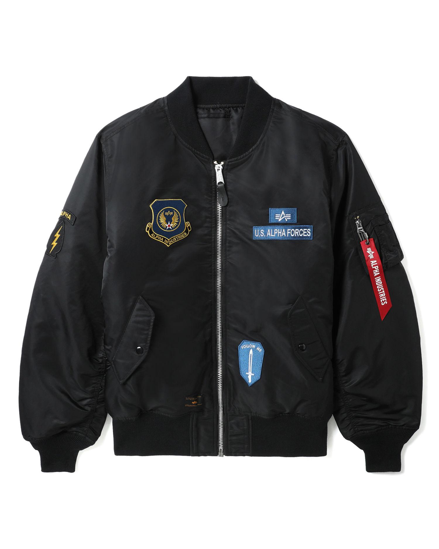 Patched bomber jacket by ALPHA INDUSTRIES