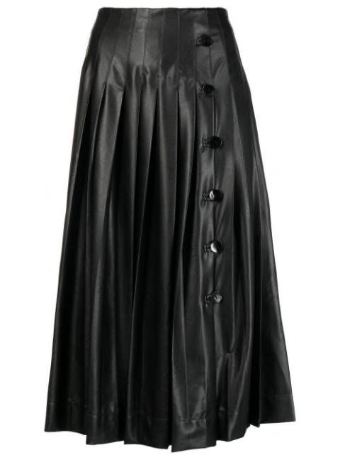 pleated faux-leather midi skirt by ALTUZARRA