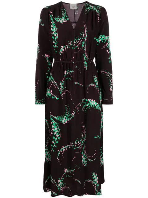 silk abstract-pattern midi-dress by ALYSI