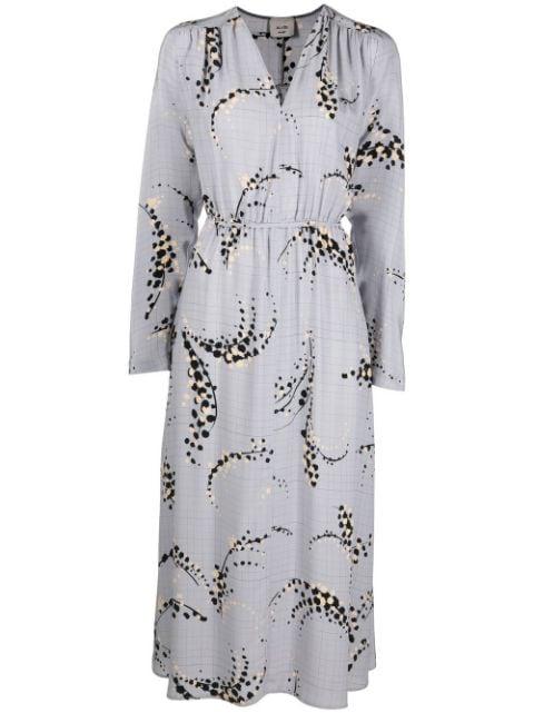 silk abstract-pattern midi-dress by ALYSI
