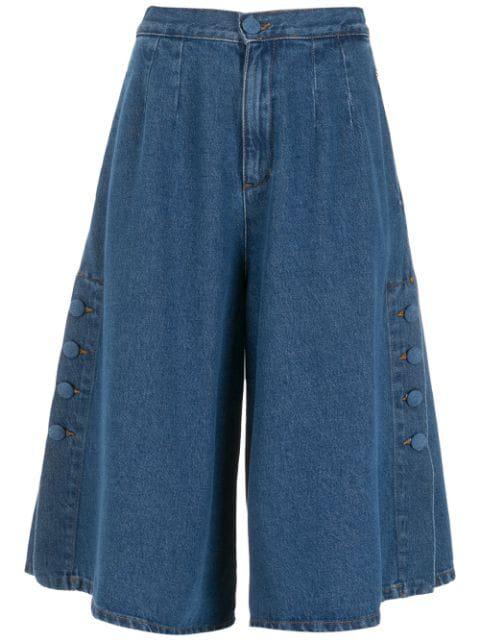 Marina wide-leg buttoned denim cullotes by AMAPO