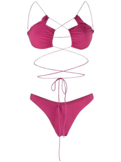 Jadia tie-fastening waist bikini set by AMAZUIN