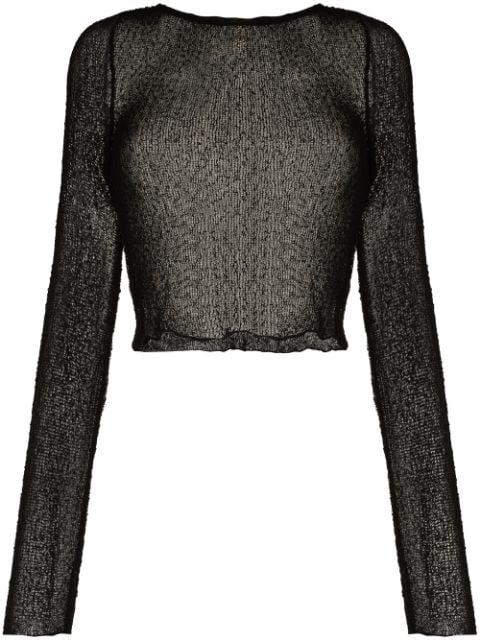 Beckie long-sleeve cropped top by AMBRA MADDALENA