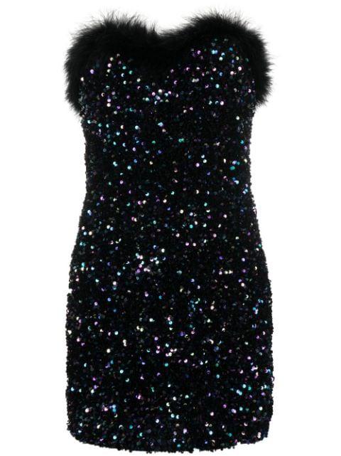 feather-trim sequin-embellished mini dress by AMEN