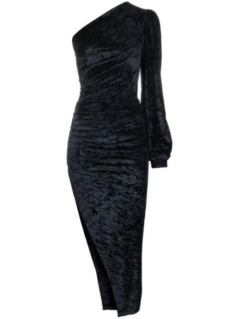 one-shoulder velvet-effect dress by AMEN