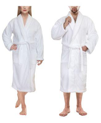 Men's and Women's Luxury Hotel Spa Warm Shawl Collar Soft Plush Fleece Bath Robe by AMERICAN SOFT LINEN