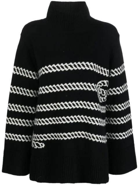 jacquard-knit merino roll neck jumper by AMI AMALIA