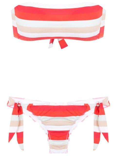 striped detachable-straps bikini set by AMIR SLAMA