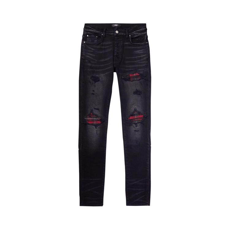 amiri jeans black and red