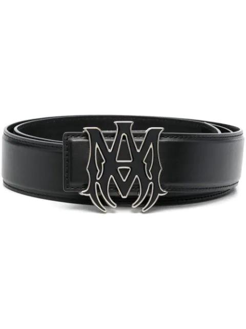 logo-buckle leather belt by AMIRI