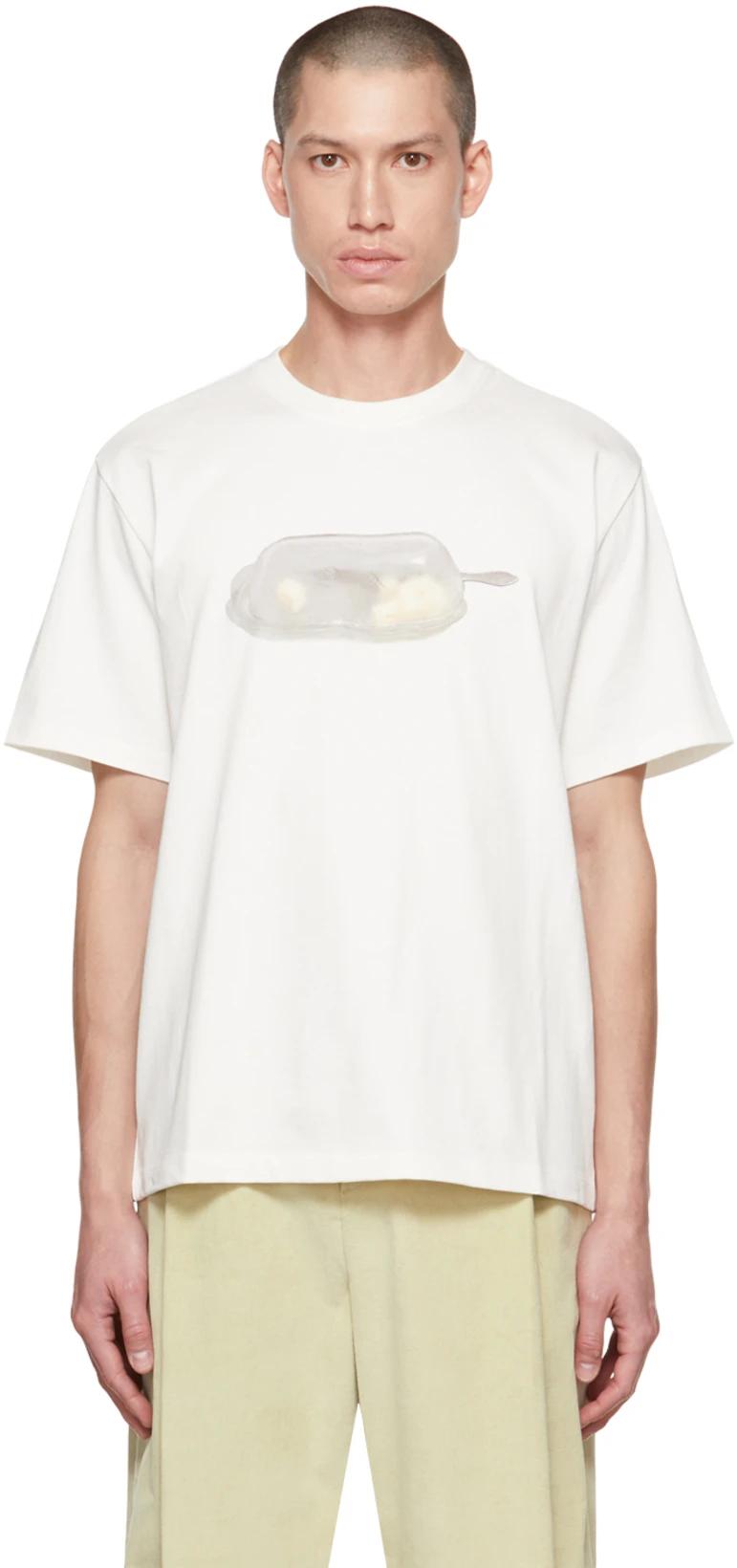 White Printed T-Shirt by AMOMENTO