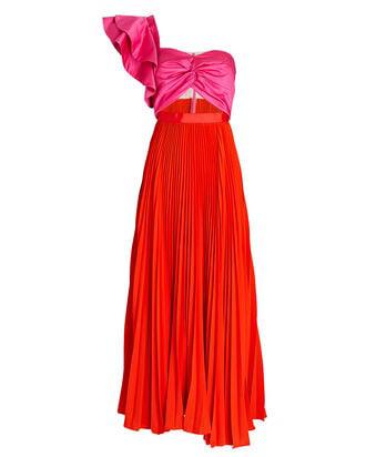 Cleopatra One-Shoulder Pleated Maxi Dress by AMUR