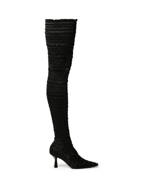 Victorine XX shirred thigh-high boots by AMY CROOKES