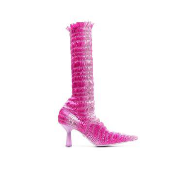 pink Lucienne 80 shirred ombré satin boots by AMY CROOKES