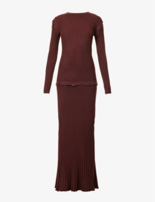 Scoop‐neck knitted midi dress by AMY LYNN