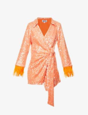 Sequin-embellished wrap-over mini dress by AMY LYNN