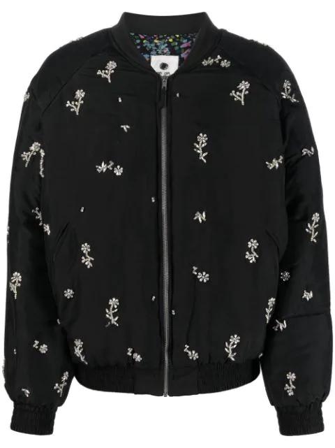 crystal-embellished silk bomber jacket by AN AN LONDREE