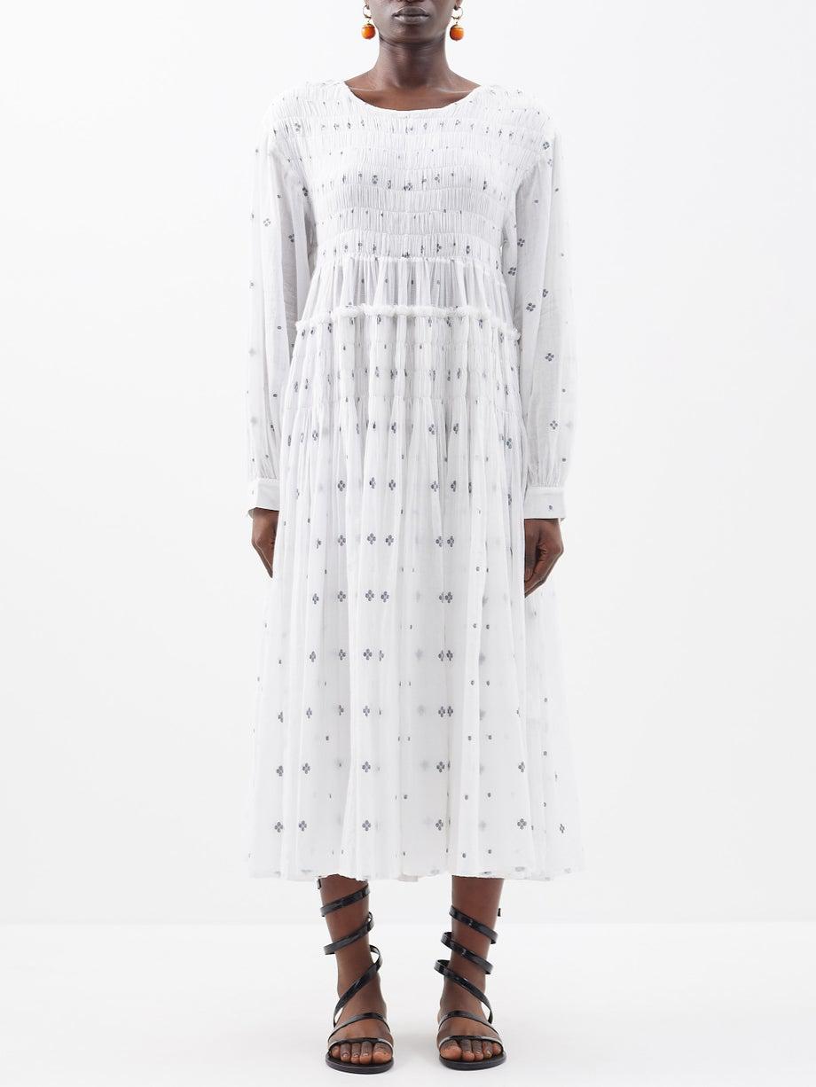 Chitra embroidered cotton-muslin midi dress by ANAAK