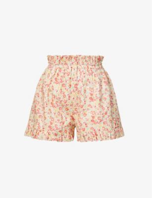 Minnie floral-embroidered high-rise cotton shorts by ANDION