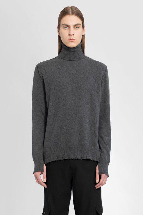 Andrea Ya'Aqov Men'S Grey Wool Ribbed Knit Turtleneck Sweater by ANDREA YA'AQOV