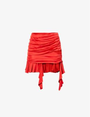 Ruched frilled-trim woven mini skirt by ANDREADAMO