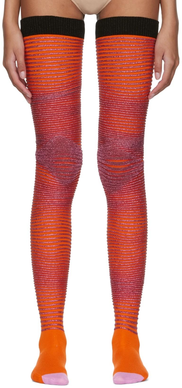 SSENSE Exclusive Orange & Pink Diamond Socks by ANDREJ GRONAU