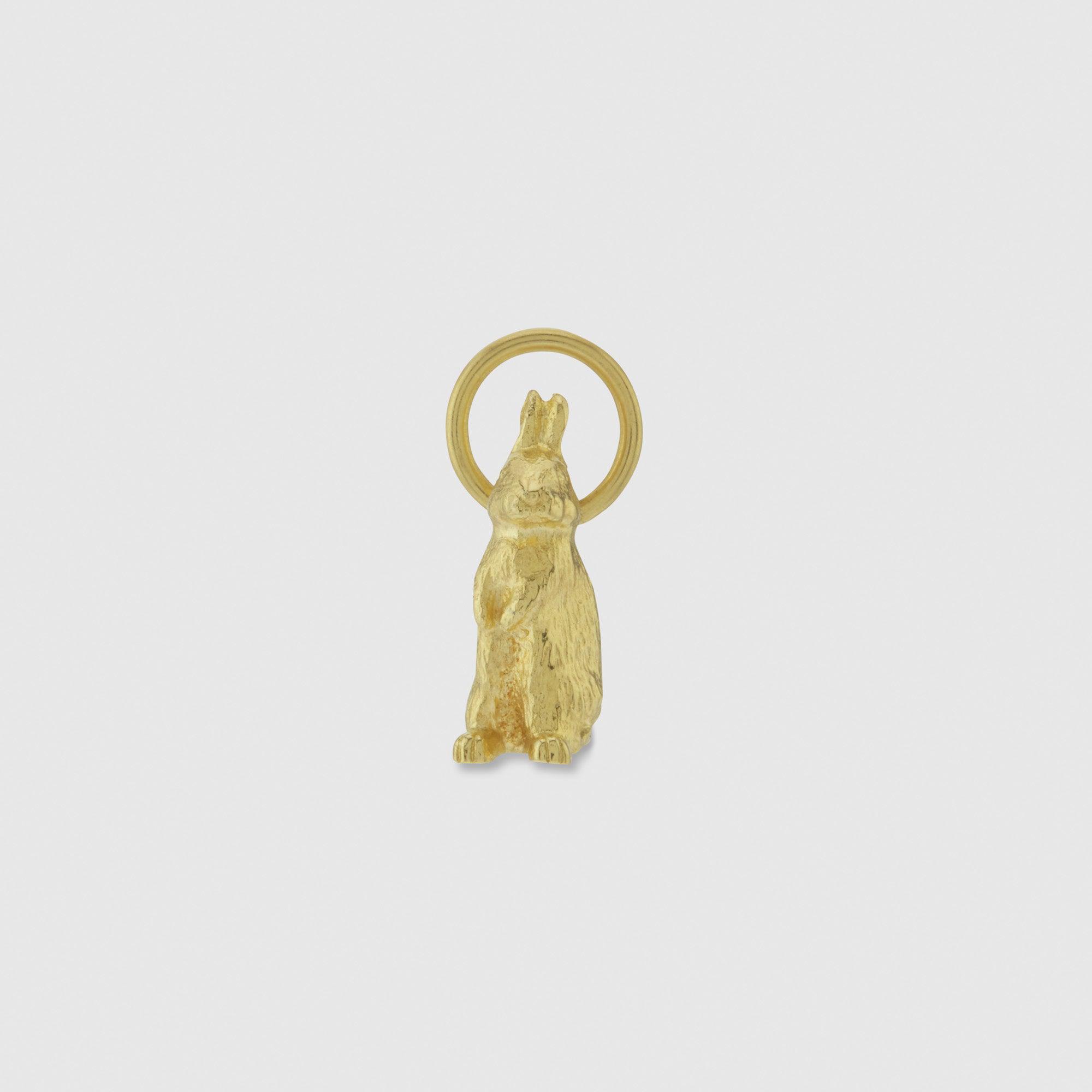 Andrew Bunney Small Standing Rabbit Charm Yellow Gold by ANDREW BUNNEY