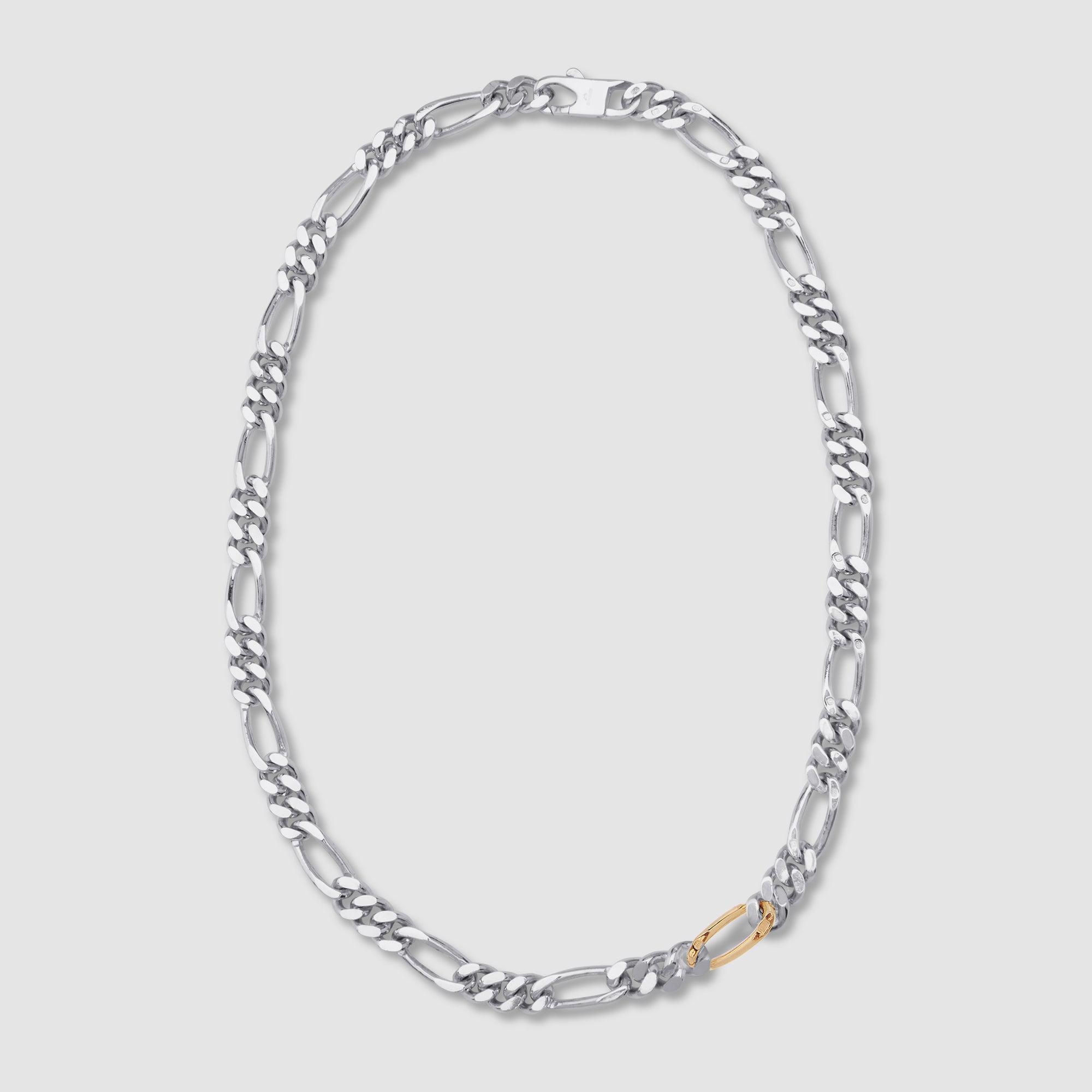 Bunney Silver Figaro Necklace with Gold Link by ANDREW BUNNEY