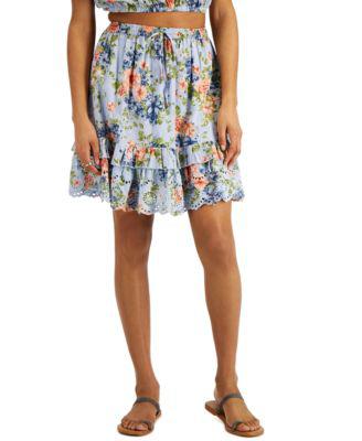 Juniors' Floral-Print Cotton Skirt by ANGIE