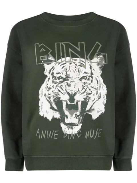 Tiger logo-graphic relaxed sweatshirt by ANINE BING