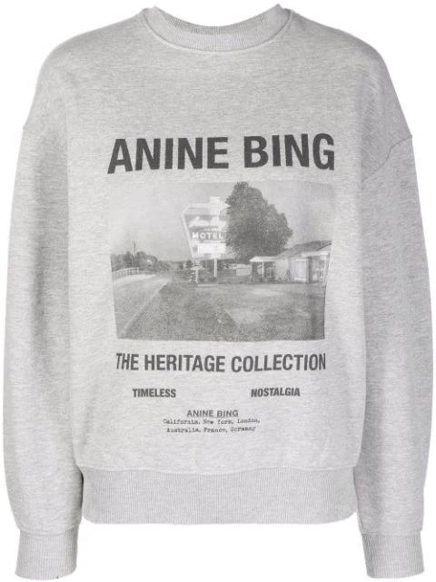 logo-print cotton-blend sweatshirt by ANINE BING