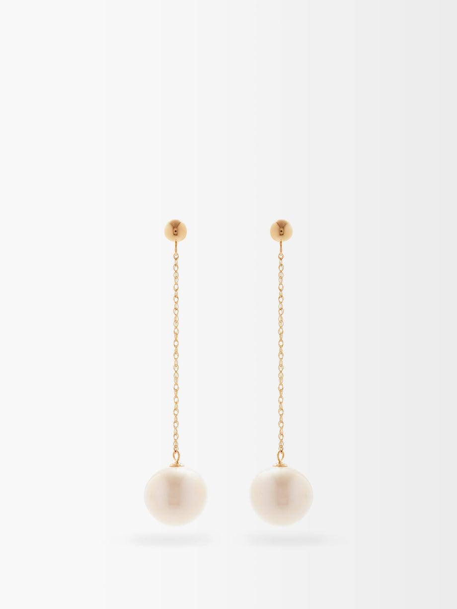 Girl with a Pearl 14kt gold drop earrings by ANISSA KERMICHE