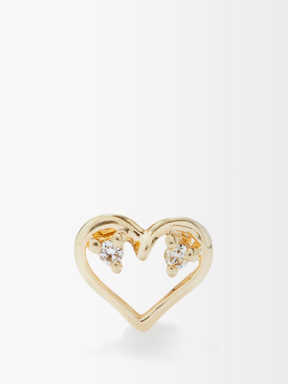 Sweetheart diamond & 14kt gold single earring by ANISSA KERMICHE