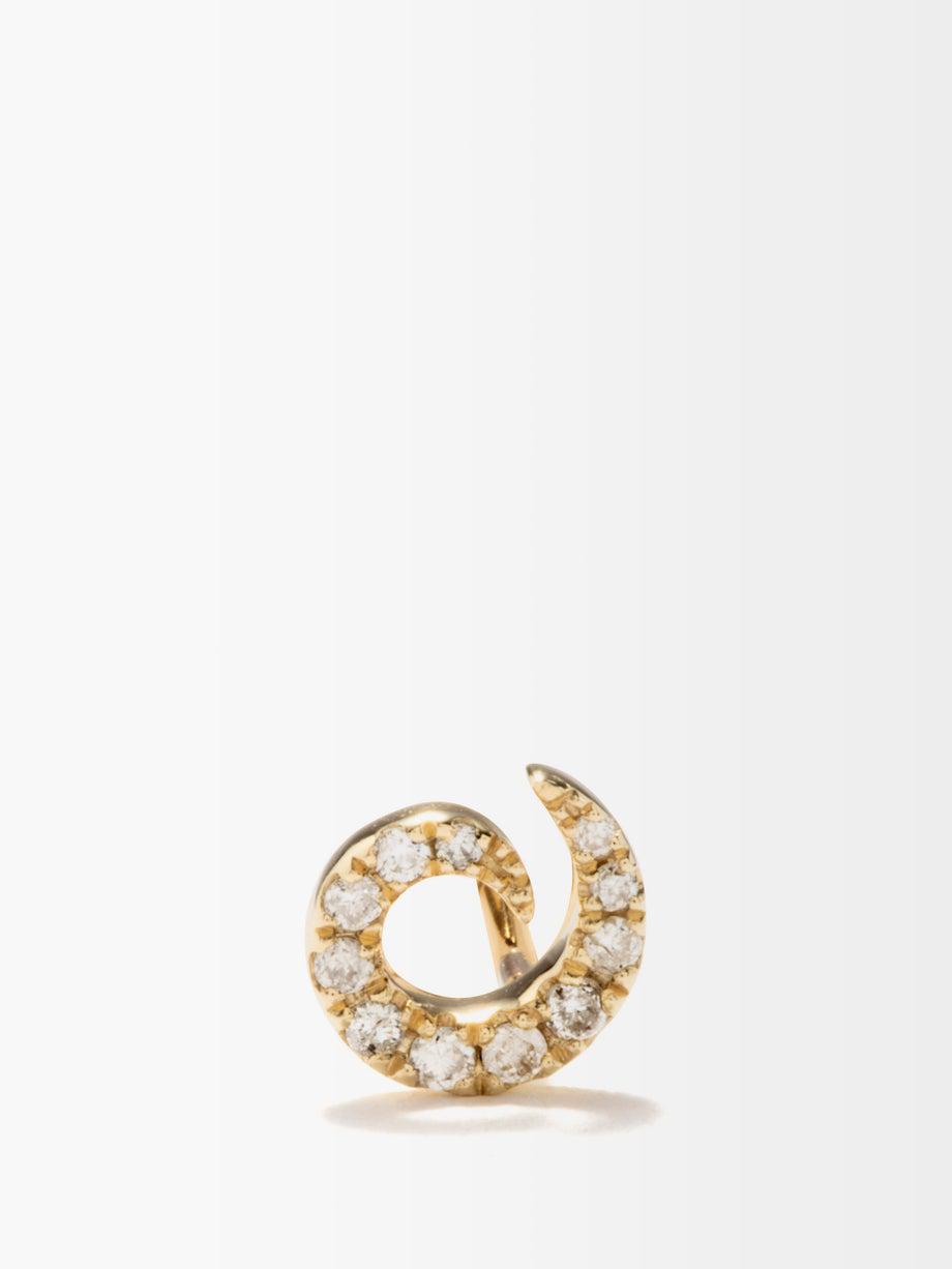 Swirl diamond & 9kt gold single earring by ANISSA KERMICHE