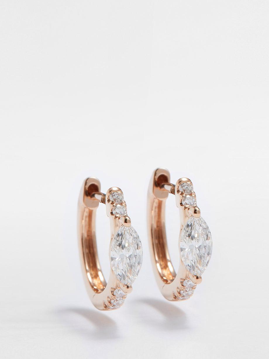 Diamond & 18kt rose-gold huggie earrings by ANITA KO