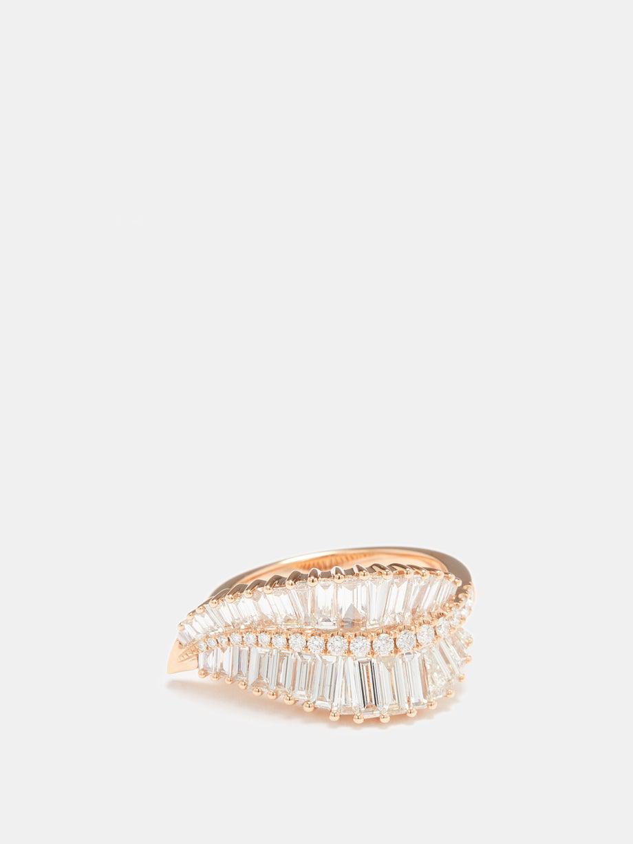 Palm Leaf diamond & 18kt rose-gold ring by ANITA KO