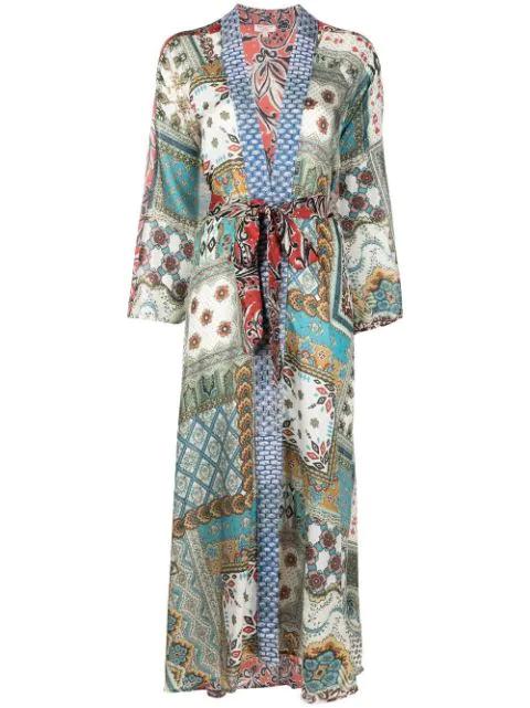 patchwork-print robe coat by ANJUNA