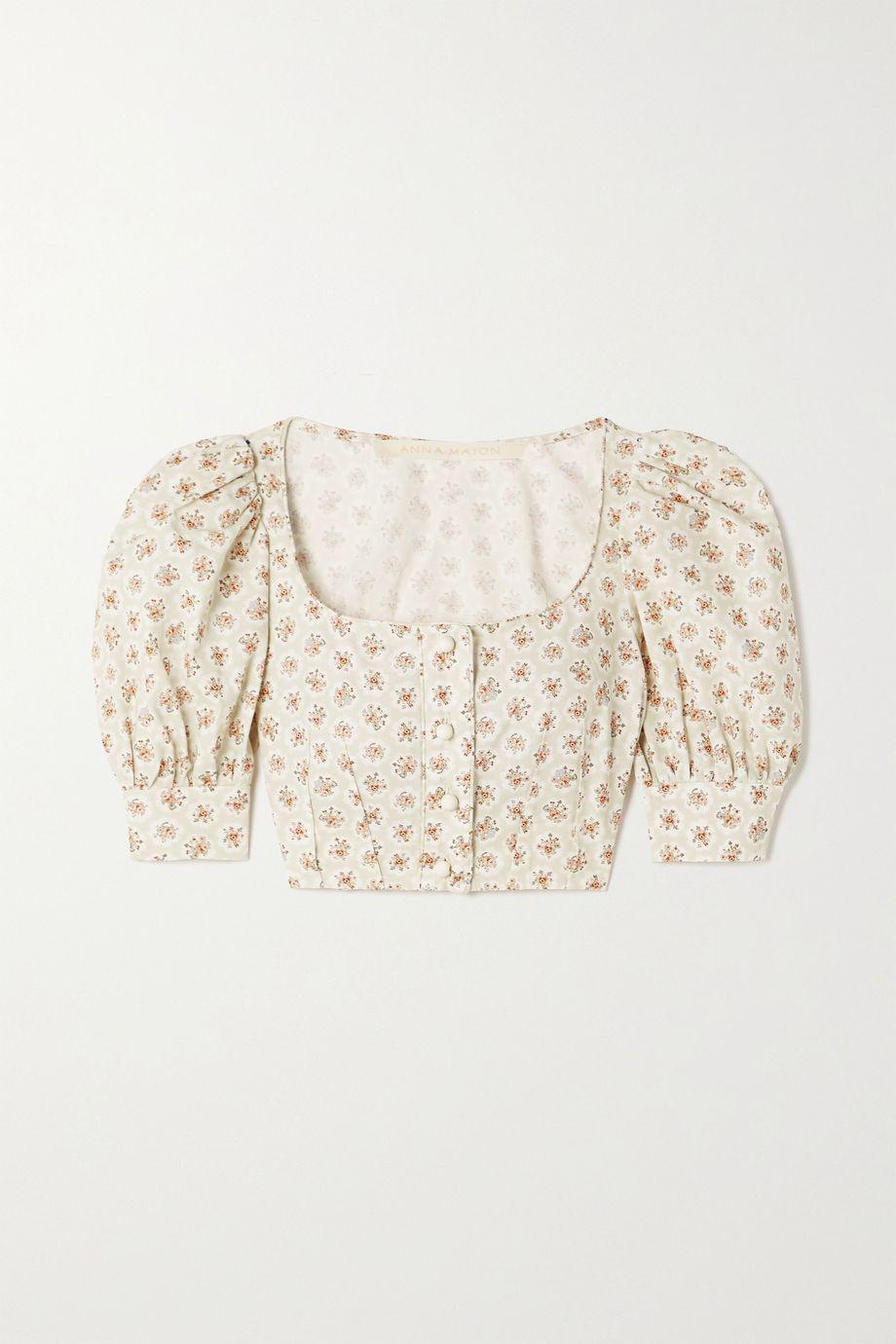 Rosi cropped floral-print cotton-poplin top by ANNA MASON