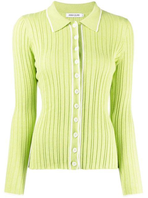 ribbed-knit polo top by ANNA QUAN