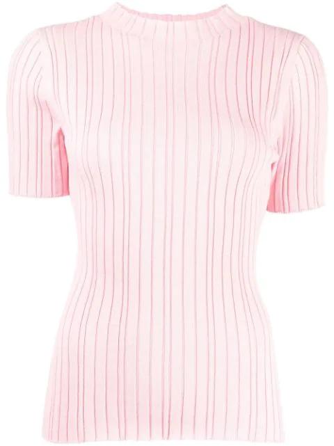 ribbed-knit short-sleeved top by ANNA QUAN