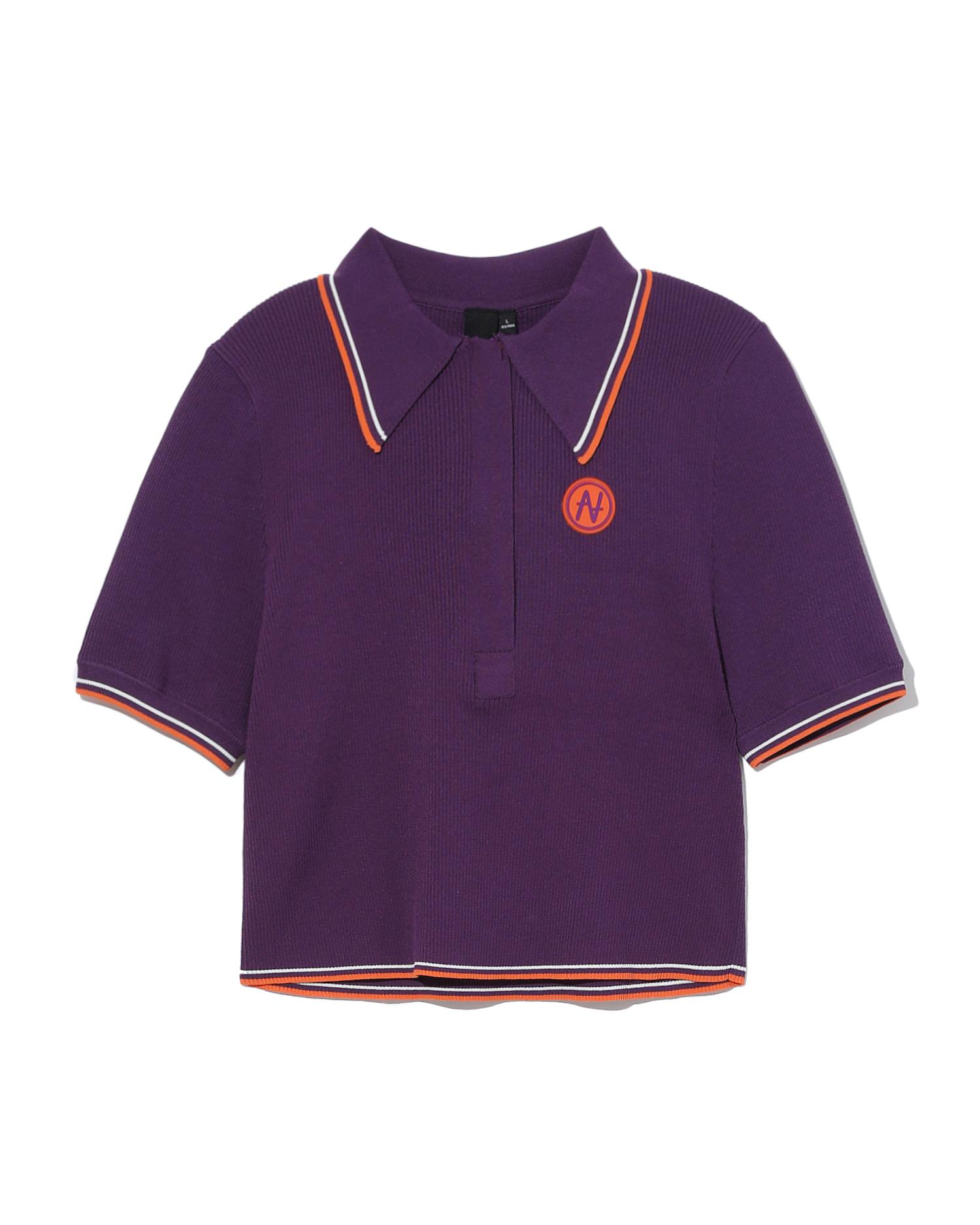 Ribbed logo patch polo tee by ANNAKIKI