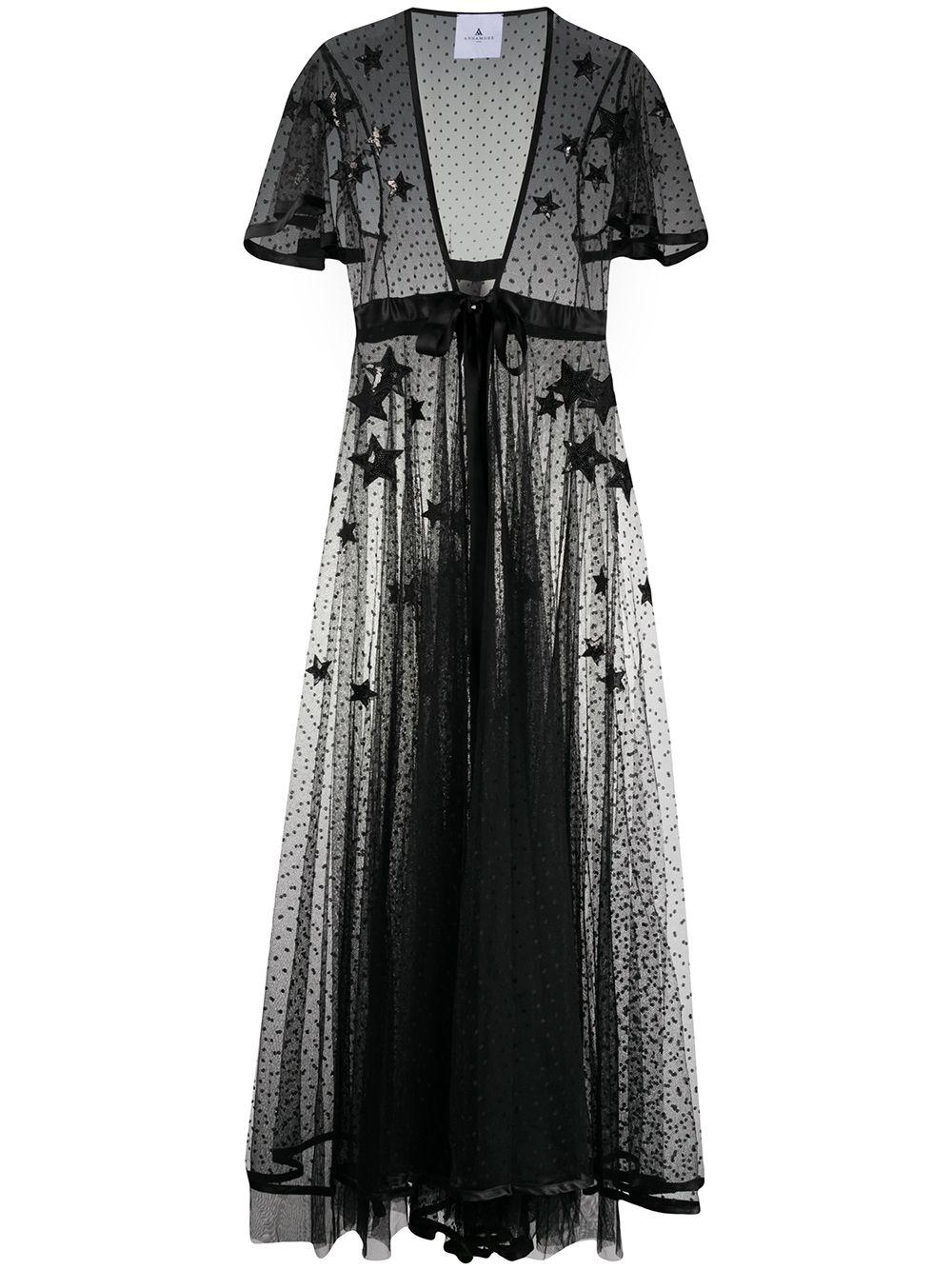 silk star embroidered sheer dress by ANNAMODE