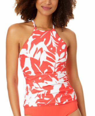 Women's Coastal Palm Printed High-Neck Tankini Top by ANNE COLE