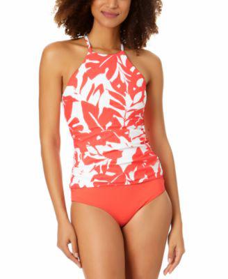 Women's Coastal Palm Printed High-Neck Tankini Top & Bottoms by ANNE COLE