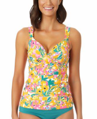Women's Sunshine Floral Printed Underwire Twist Tankini Top by ANNE COLE