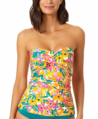 Women's Sunshine Floral-Twist Front-Shirred Tankini Top by ANNE COLE