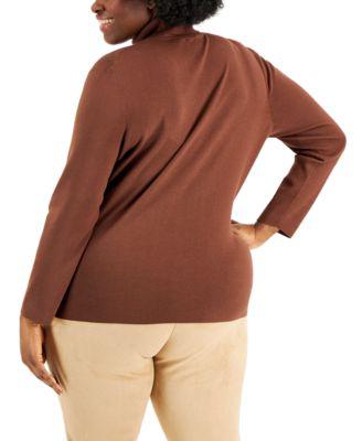 Plus Size Long-Sleeve Turtleneck Sweater by ANNE KLEIN
